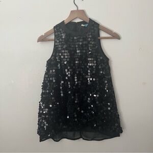 Black Sequin Sleeveless Top, Women, Y2K, Clubbing, Party, XS/S,